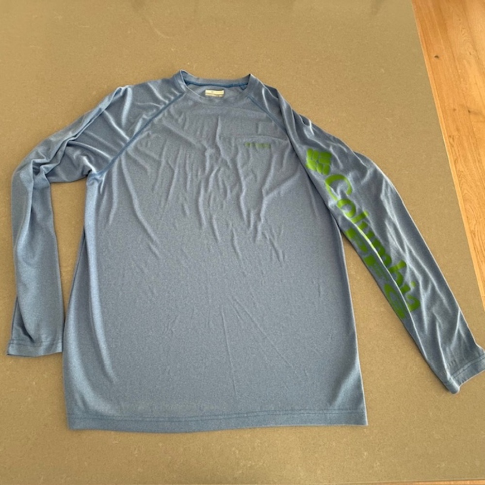Columbia Men's Terminal Tackle PFG Long Sleeve Shirt Blue Large L EUC